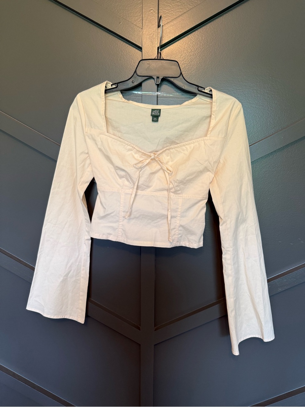 ☀️🌊 Wild Fable Square-Neck Long Sleeve Crop Top - cream NWOT